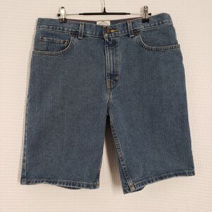 St Johns Bay Denim Shorts Men 34 Blue 10" Inseam Jorts Skater Casual Medium Wash